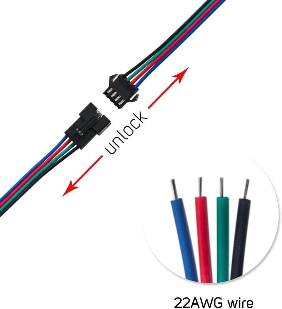 Conector SM 4 pines con cable 22 AWG - 5M/5H (pack 10 unidades) - Imagen 3