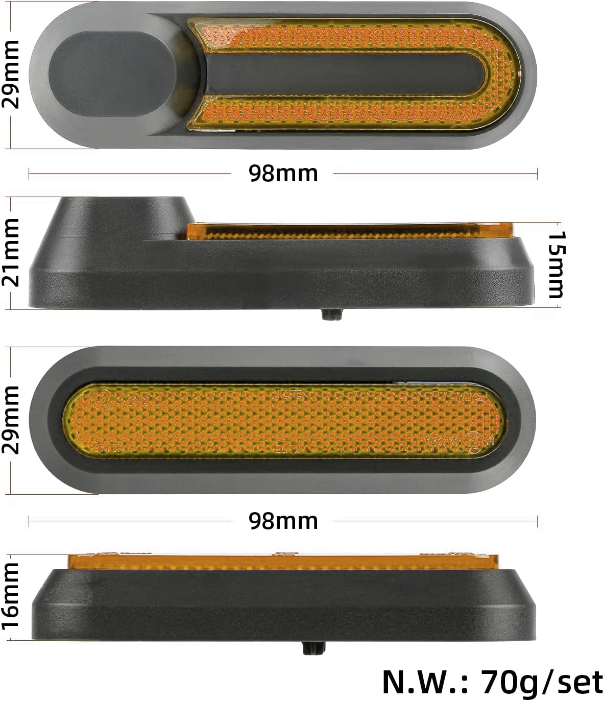 Tapa embellecedor catadióptrico reflectantes tornillo V2 para Xiaomi Amarillo