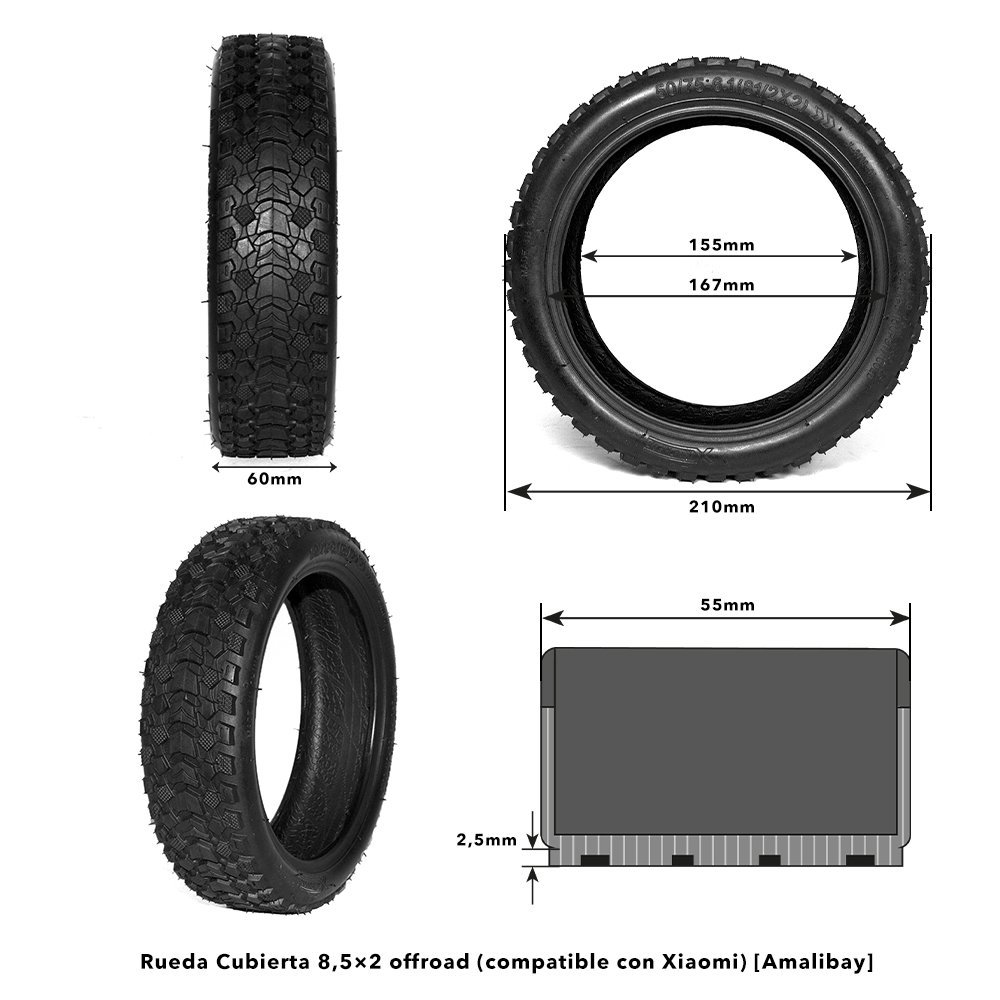 Rueda Cubierta 8,5x2 offroad (compatible con Xiaomi)