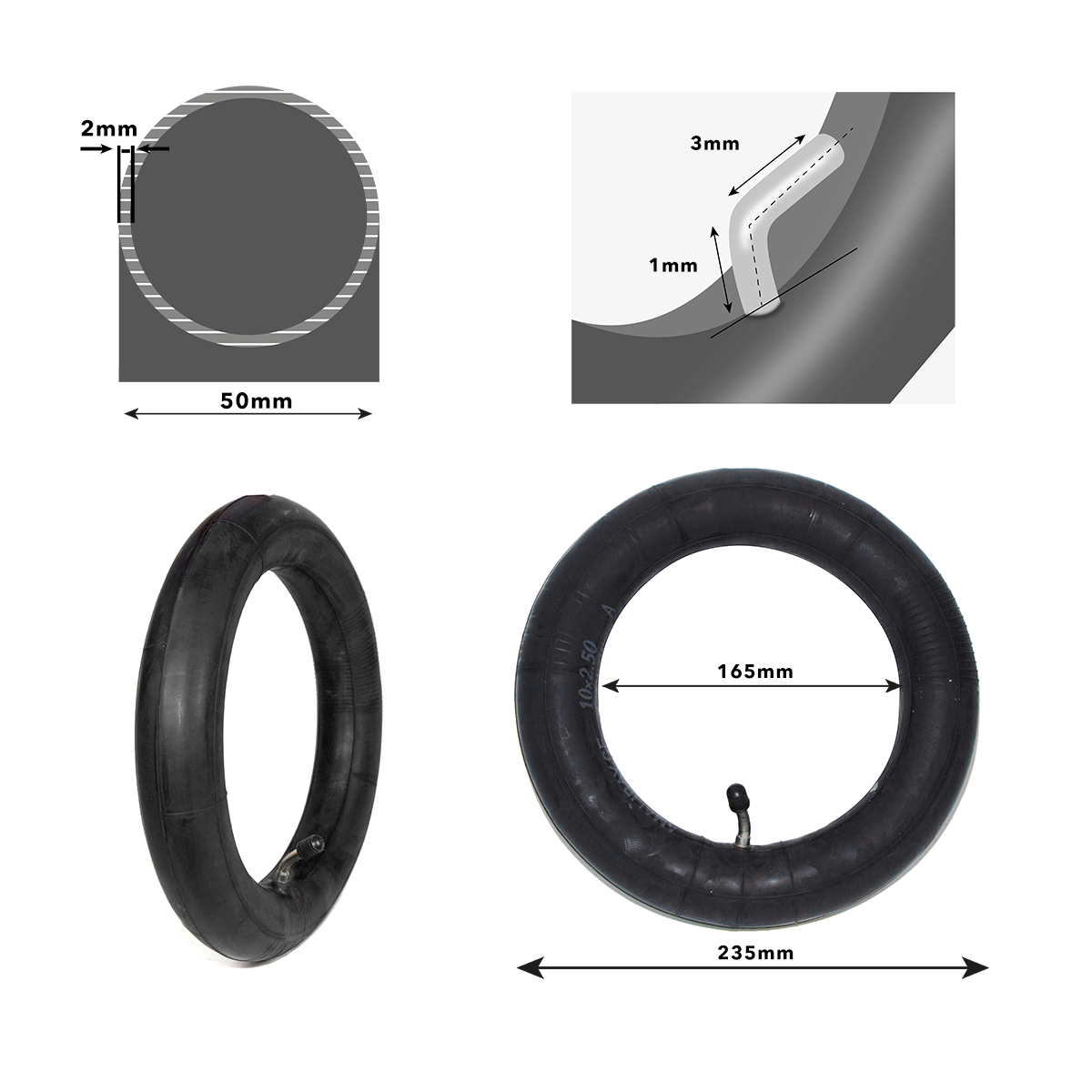 Cámara de aire 10x2,5 (válvula 45º 45º) - Premium - Imagen 5