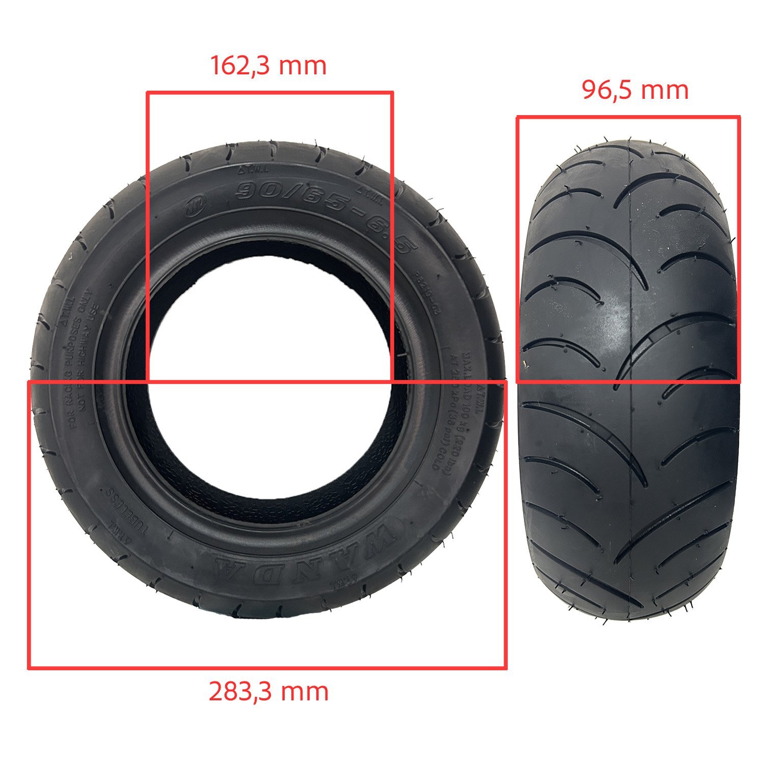 Rueda Cubierta 90/65-6,5 Tubeless